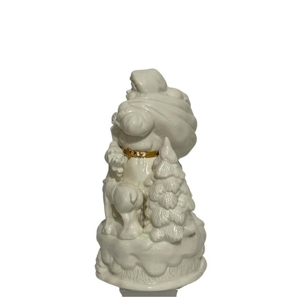 Vintage Trim A Home Porcelain Santa Figure With Deer & Tree Accents Christmas - Picture 3 of 6